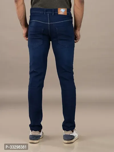 Stylish Denim Blue Slim Fit Mid-Rise Jeans For Men-thumb2