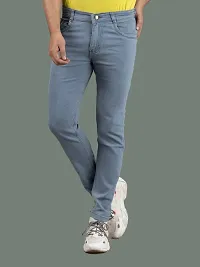 Stylish Grey Denim Solid Mid-Rise Jeans For Men-thumb3