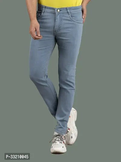 Stylish Grey Denim Solid Mid-Rise Jeans For Men-thumb4