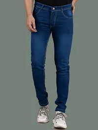 Stylish Denim Blue Slim Fit Mid-Rise Jeans For Men-thumb3