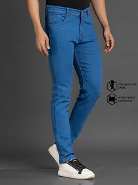 Stylish Blue Solid Denim Mid-Rise Jeans For Men-thumb2