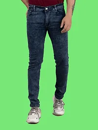 Stylish Blue Denim Solid Mid-Rise Jeans For Men-thumb3