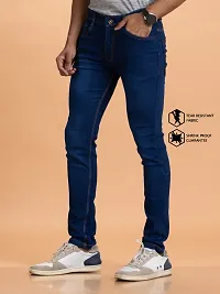 Stylish Blue Solid Denim Mid-Rise Jeans For Men-thumb3