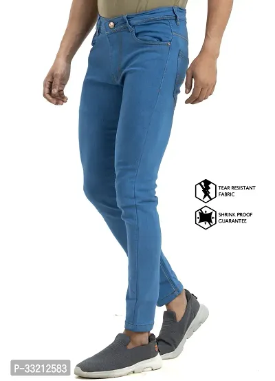 Stylish Blue Solid Denim Mid-Rise Jeans For Men-thumb5