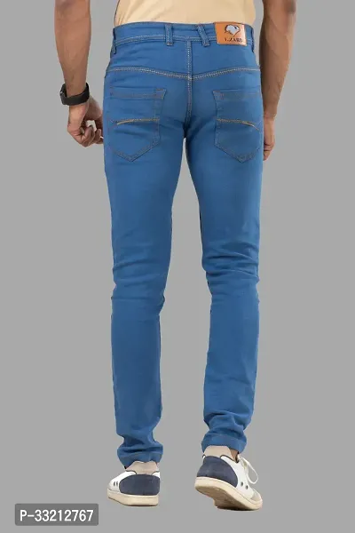 Stylish Blue Solid Denim Mid-Rise Jeans For Men-thumb2