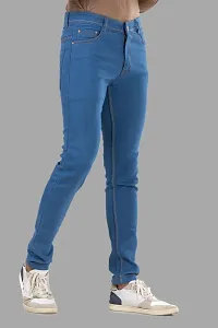 Stylish Denim Blue Slim Fit Mid-Rise Jeans For Men-thumb2