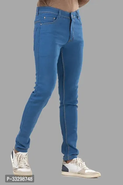 Stylish Denim Blue Slim Fit Mid-Rise Jeans For Men-thumb3