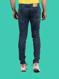 Stylish Blue Denim Solid Mid-Rise Jeans For Men-thumb1