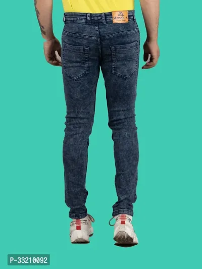 Stylish Blue Denim Solid Mid-Rise Jeans For Men-thumb2