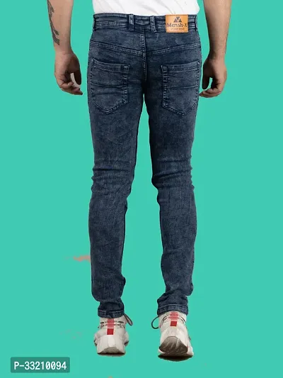 Stylish Blue Denim Solid Mid-Rise Jeans For Men-thumb2