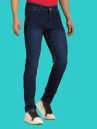 Stylish Blue Denim Faded Mid-Rise Jeans For Men-thumb2