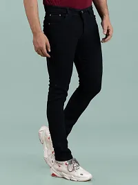 Stylish Black Denim Solid Mid-Rise Jeans For Men-thumb2