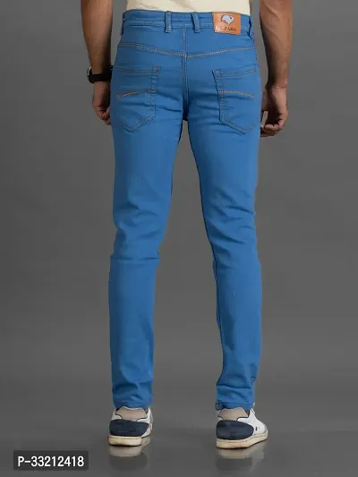 Stylish Blue Solid Denim Mid-Rise Jeans For Men-thumb2