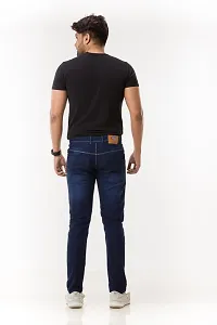 Stylish Blue Solid Denim Mid-Rise Jeans For Men-thumb1