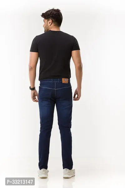 Stylish Blue Solid Denim Mid-Rise Jeans For Men-thumb2