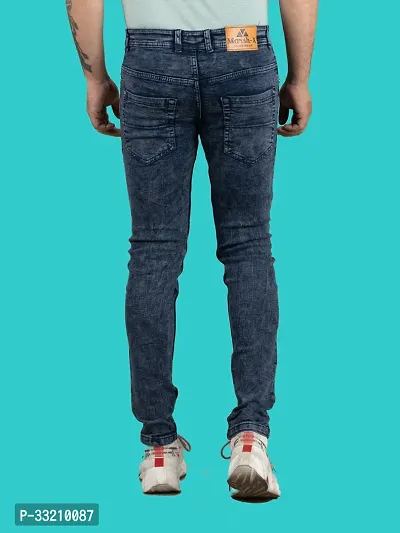 Stylish Blue Denim Solid Mid-Rise Jeans For Men-thumb2