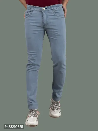 Stylish Denim Blue Slim Fit Mid-Rise Jeans For Men-thumb4