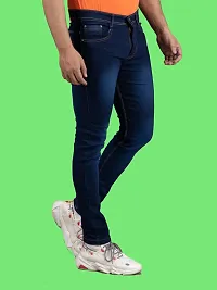 Stylish Blue Denim Faded Mid-Rise Jeans For Men-thumb2