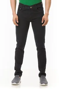 Stylish Black Denim Solid Mid-Rise Jeans For Men-thumb1