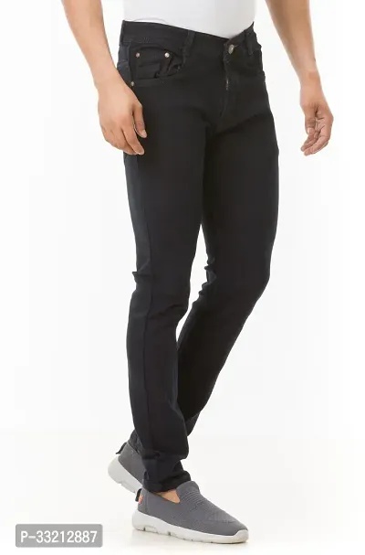 Stylish Black Solid Denim Mid-Rise Jeans For Men-thumb3