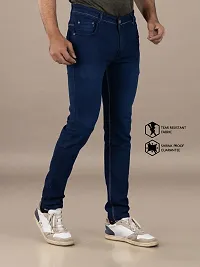 Stylish Blue Solid Denim Mid-Rise Jeans For Men-thumb2