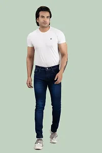 Stylish Denim Blue Slim Fit Mid-Rise Jeans For Men-thumb4