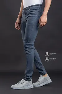 Stylish Denim Grey Slim Fit Mid-Rise Jeans For Men-thumb2