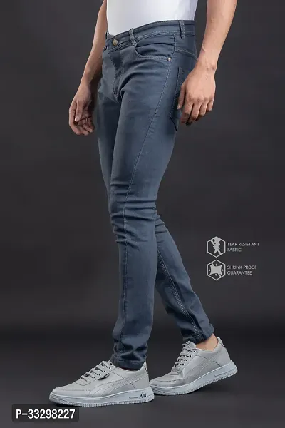 Stylish Denim Grey Slim Fit Mid-Rise Jeans For Men-thumb3