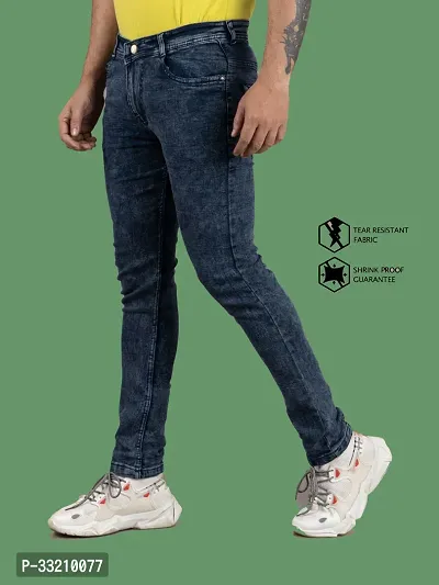 Stylish Blue Denim Solid Mid-Rise Jeans For Men-thumb0