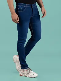 Stylish Denim Blue Slim Fit Mid-Rise Jeans For Men-thumb2