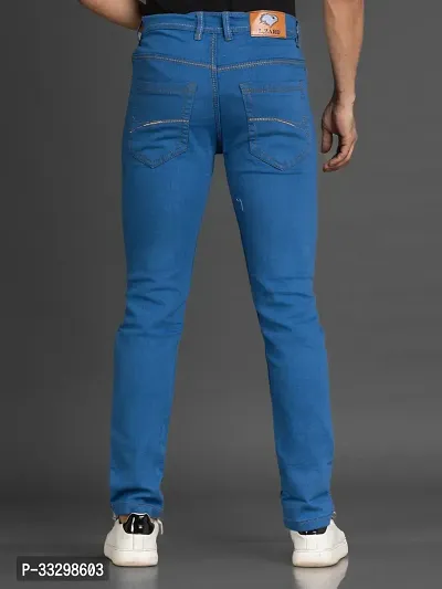 Stylish Denim Blue Slim Fit Mid-Rise Jeans For Men-thumb2