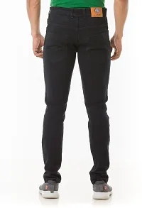 Stylish Black Solid Denim Mid-Rise Jeans For Men-thumb1