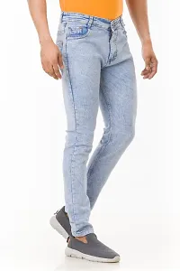 Stylish Blue Denim Solid Mid-Rise Jeans For Men-thumb2