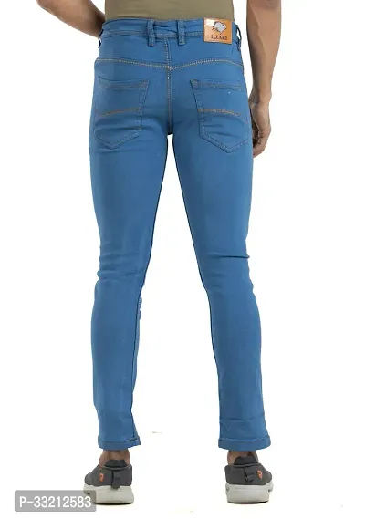 Stylish Blue Solid Denim Mid-Rise Jeans For Men-thumb2