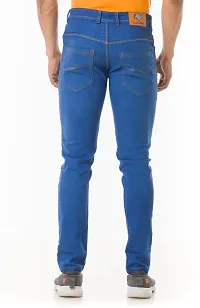 Stylish Denim Blue Slim Fit Mid-Rise Jeans For Men-thumb1