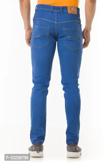 Stylish Denim Blue Slim Fit Mid-Rise Jeans For Men-thumb2