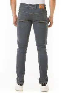 Stylish Grey Solid Denim Mid-Rise Jeans For Men-thumb1