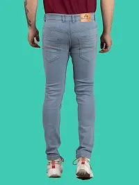 Stylish Grey Denim Solid Mid-Rise Jeans For Men-thumb1