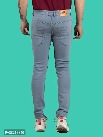 Stylish Grey Denim Solid Mid-Rise Jeans For Men-thumb2