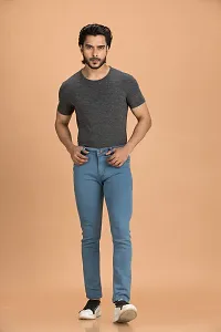 Stylish Blue Denim Solid Mid-Rise Jeans For Men-thumb2