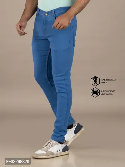 Stylish Denim Blue Slim Fit Mid-Rise Jeans For Men-thumb4