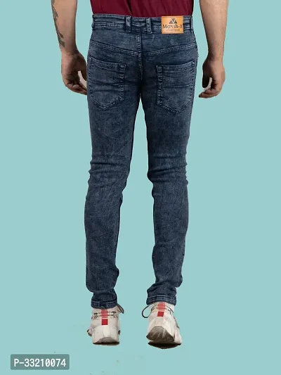 Stylish Blue Denim Solid Mid-Rise Jeans For Men-thumb2