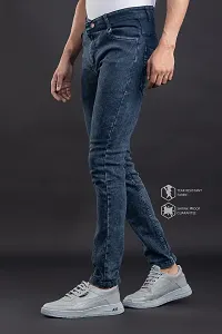 Stylish Blue Denim Solid Mid-Rise Jeans For Men-thumb2