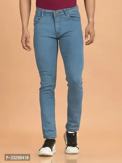 Stylish Denim Grey Slim Fit Mid-Rise Jeans For Men