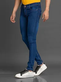 Stylish Blue Solid Denim Mid-Rise Jeans For Men-thumb3