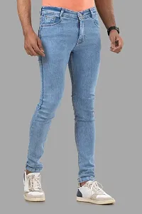 Stylish Denim Blue Slim Fit Mid-Rise Jeans For Men-thumb2