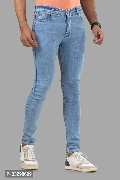 Stylish Denim Blue Slim Fit Mid-Rise Jeans For Men-thumb3