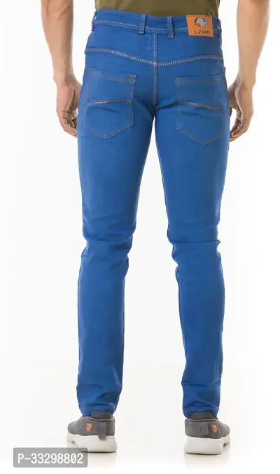 Stylish Denim Blue Slim Fit Mid-Rise Jeans For Men-thumb2