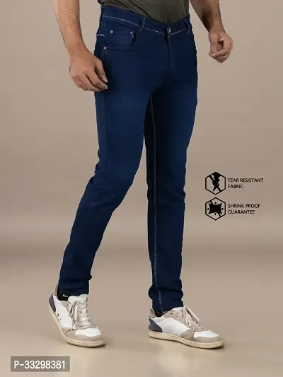 Stylish Denim Blue Slim Fit Mid-Rise Jeans For Men-thumb4