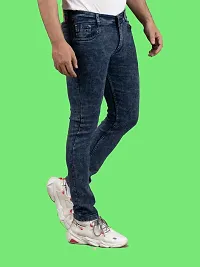 Stylish Blue Denim Solid Mid-Rise Jeans For Men-thumb2